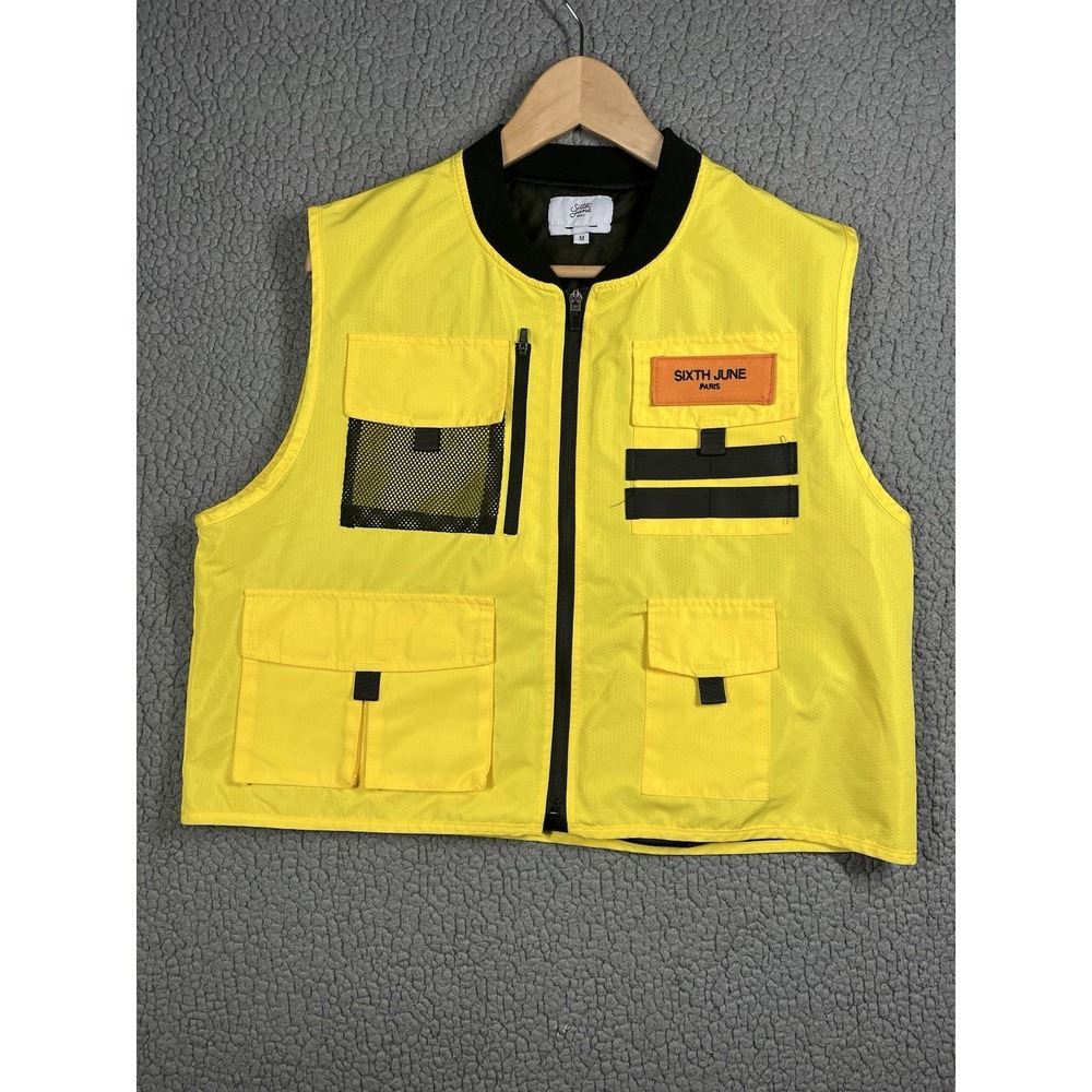 Sixth June Paris Sports Tech Technica Yellow Vest Full Zip Men's Medium